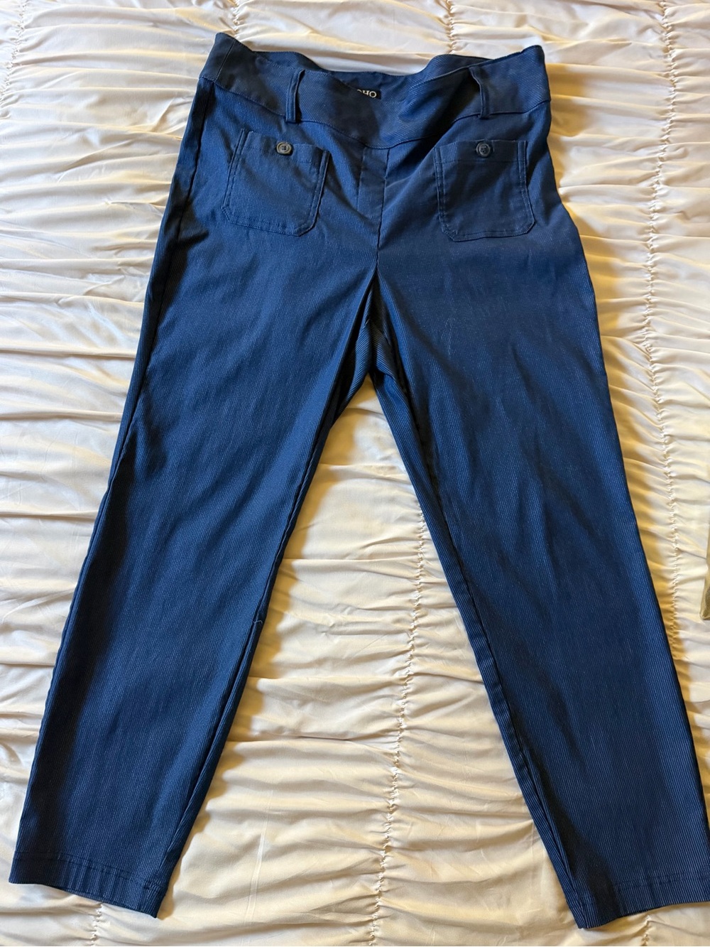 Soho Apparel Navy Pinstripe Trousers